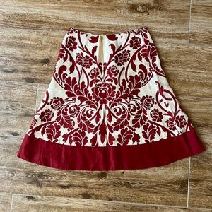 Ann Taylor Cream and Red A-Line Floral Skirt